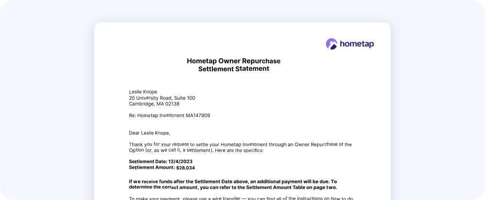 Sample settlement statement